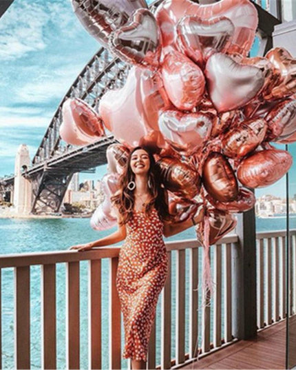 Rose Gold Heart-Shaped Foil Balloon Collection - Ideal for Every Celebration