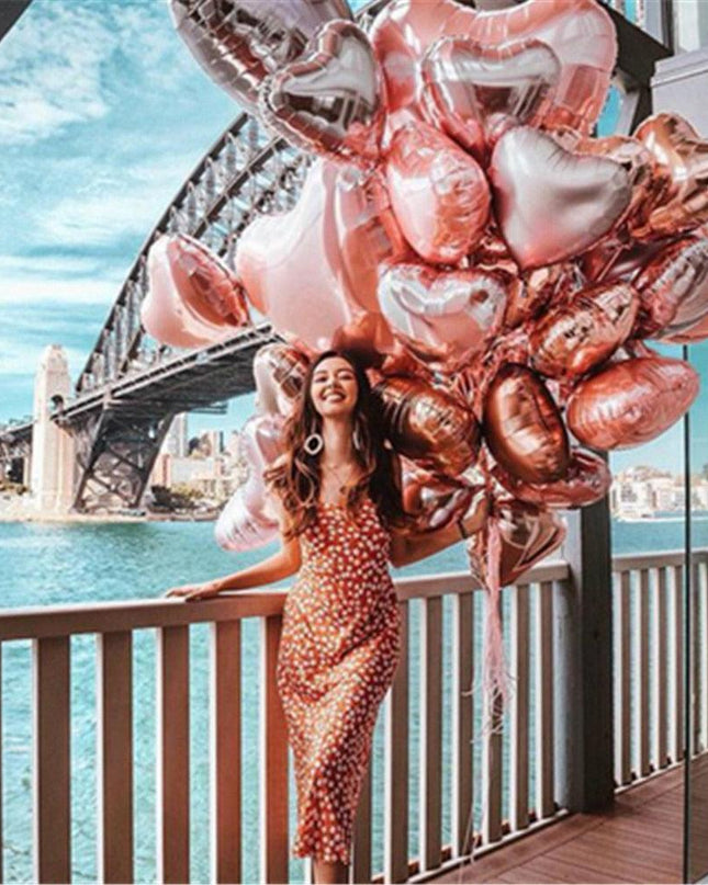 Rose Gold Heart-Shaped Foil Balloon Collection - Ideal for Every Celebration