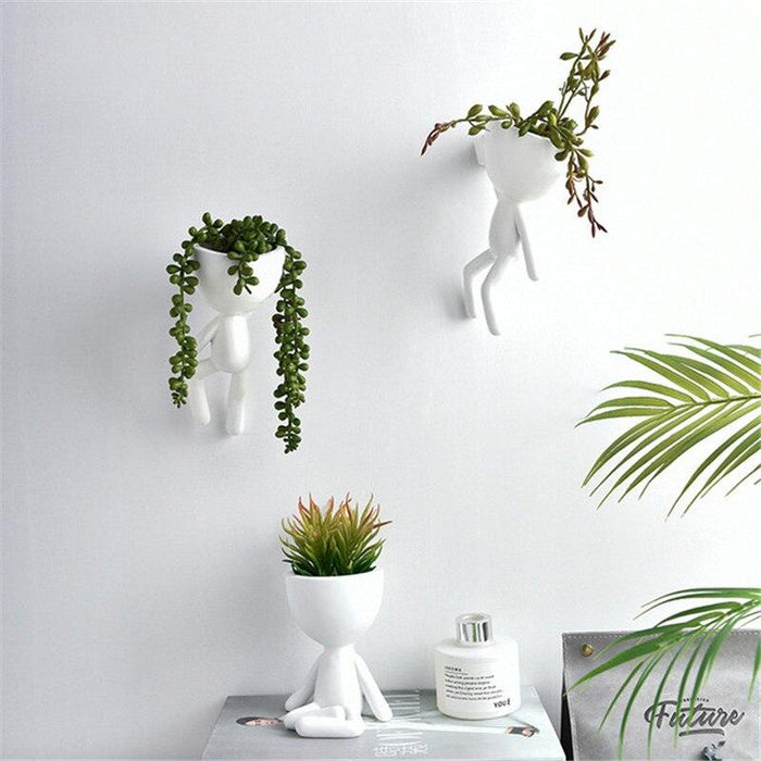 Elegant Mini White Resin Hanging Vase Flower Pot