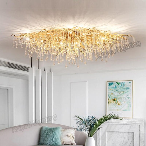 Elegant Nordic Crystal Ceiling Lights: Customizable Design with Dimmable LED Brightness and Multiple Glass Shade Options