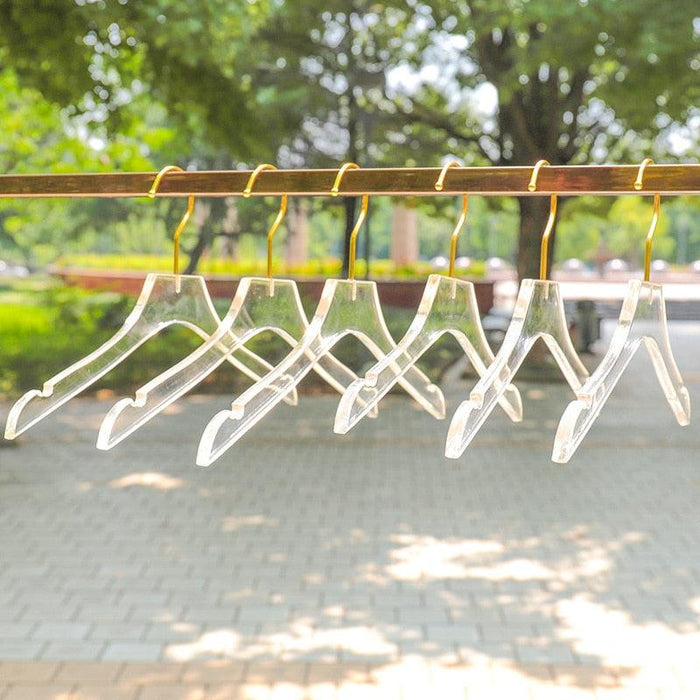 Luxurious Transparent Acrylic Hangers Set with Gold Hooks for Kids' Clothing