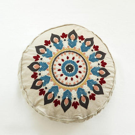 Moroccan Elegance Circular Embroidered Pillow Cover for Stylish Home Décor