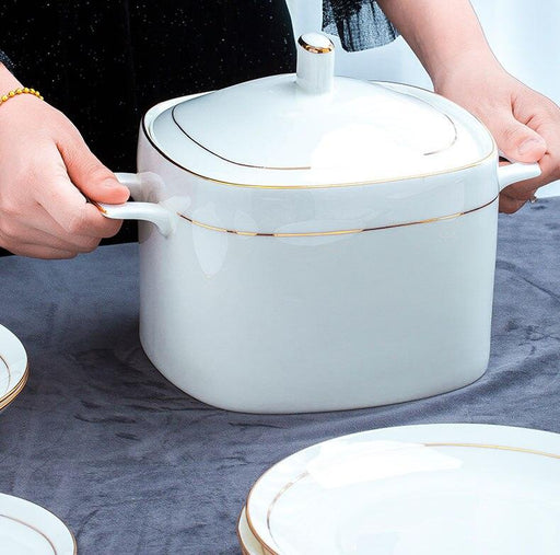Elegant European-Style Porcelain Soup Pot Set