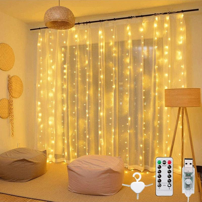 3m LED Curtain String Light Garland for Events and Home Decor - Set the Mood with Warm and Colorful Lighting