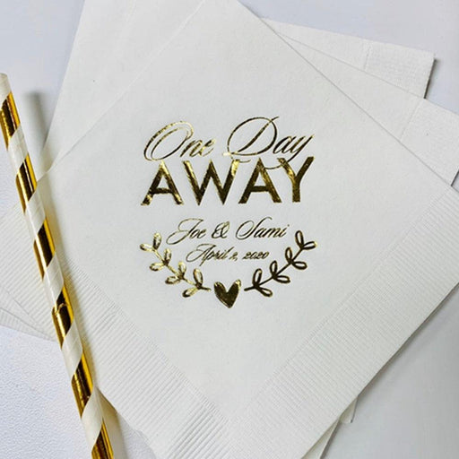 Eco-Friendly Personalized Foil-Stamped Cocktail Napkins - Customizable Paper Option