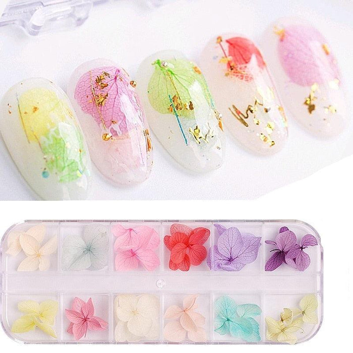 30-Piece Real Dried Flower Nail Art Kit - Premium Floral Collection