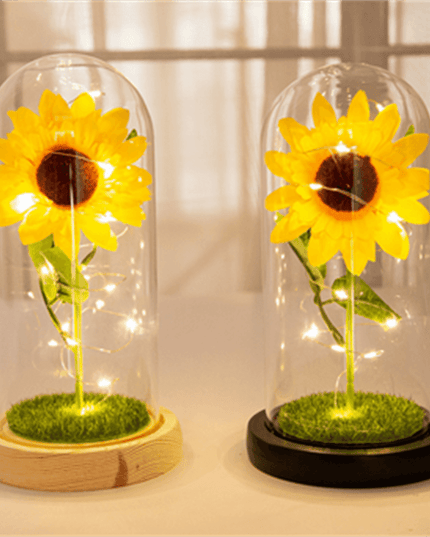 Magical Illuminated Rose in Glass Dome - Elegant Romantic Decor