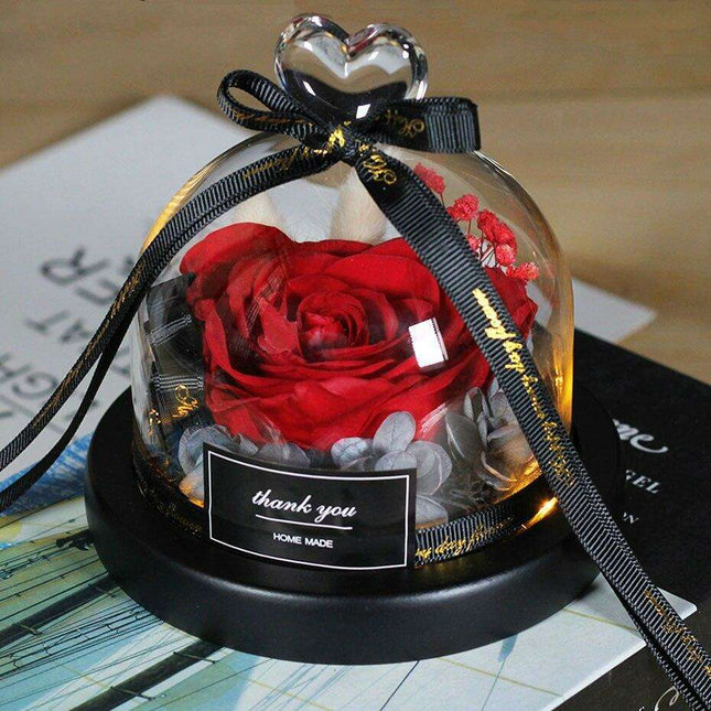 Captivating Glass Rose Lamp in Elegant Dome - A Cherished Emblem of Love