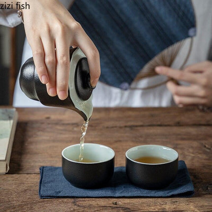 Sleek Black Ceramic Tea Set: Elevate Your Brewing Experience with Timeless Elegance