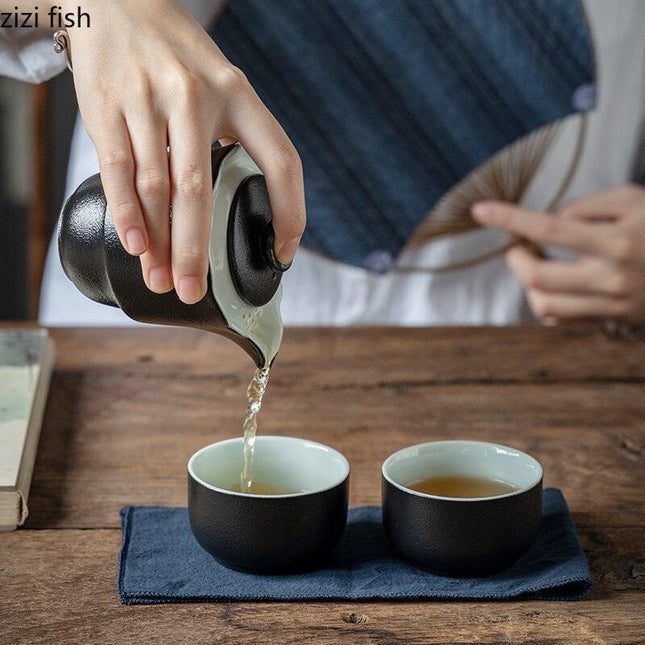 Sleek Black Ceramic Tea Set: Elevate Your Brewing Experience with Timeless Elegance