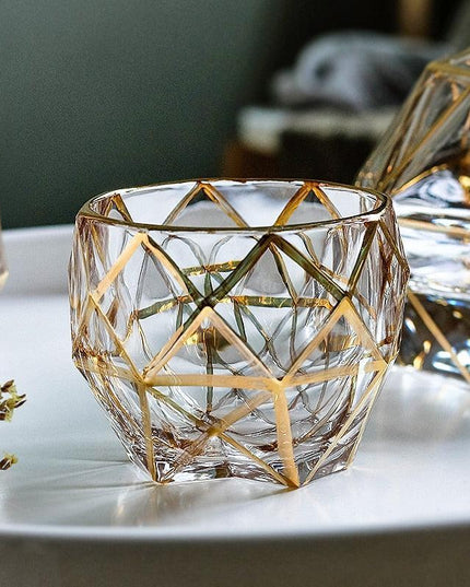 Lavish Gold Crystal Drinkware Collection - Elegant Glassware for Wine, Whiskey, Cocktails, and Beer