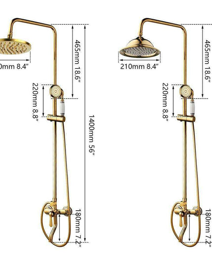 Luxurious Golden Opulence Brass Rainfall Shower Set