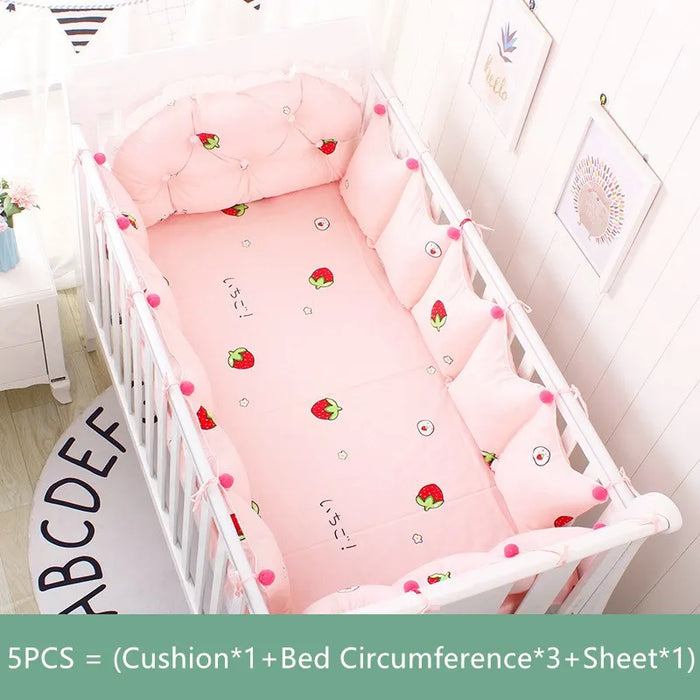 Nordic Style 5-Piece Cotton Crib Baby Bedding Set