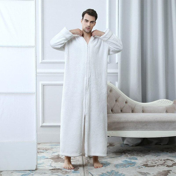 Ultimate Comfort: Plush 100% Cotton Cut Velvet Bathrobe for Men