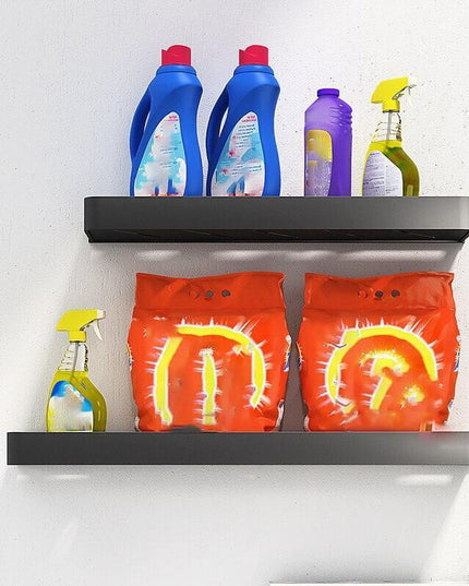 Elegant Black Aluminum Bath Shelf and Towel Rack Set - Modern Storage Solution