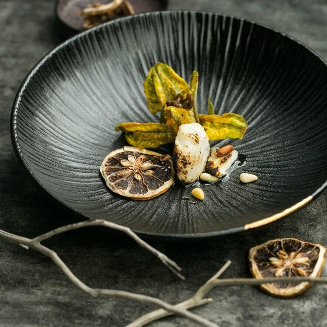 Elegant Black Porcelain Dining Collection - Enhance Your Culinary Experience