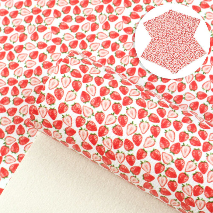 Geometric Fruit and Flower Pattern Faux Leather Sheet - DIY Craft Supply
