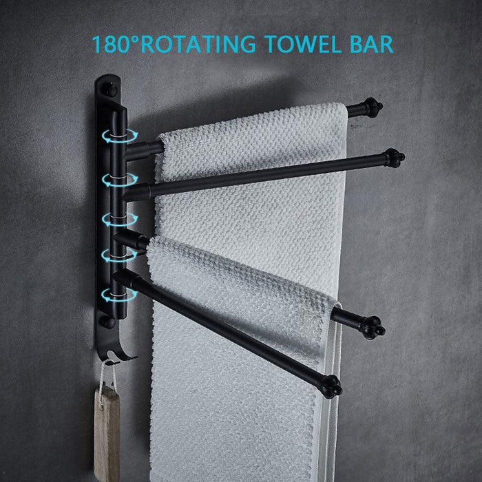 Stainless Steel Bathroom Towel Bar with Swivel Function and Integrated Hook