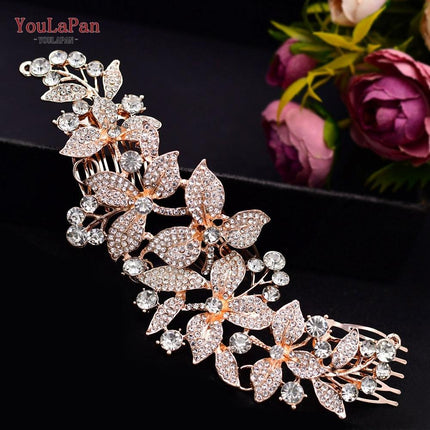 Glamorous Indian Bridal Rhinestone Tiara and Floral Hairpiece Collection for Wedding Splendor