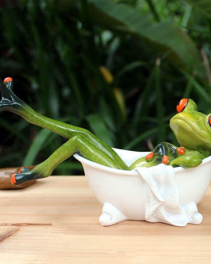 Whimsical Green Frog Resin Desk Ornament - Enchanting Home Decor