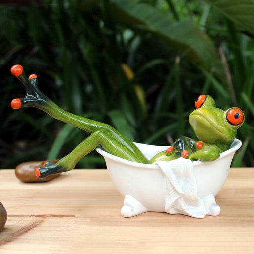 Leggy Frog Resin Mini Figurine - Whimsical Green Desk Ornament