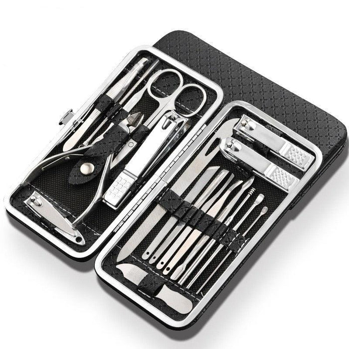 Luxurious 19-Piece Stainless Steel Manicure and Pedicure Kit with Ingrown Toenail Trimmer for Professional Grooming