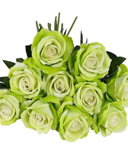 Luxurious 10-Piece Flannel Silk Rose Collection - Exquisite Floral Arrangement