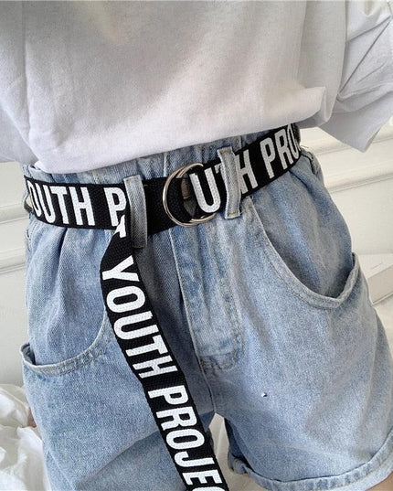 Trendy Unisex Harajuku Letter Printed Canvas Belt - Essential Accessory for Style Aficionados