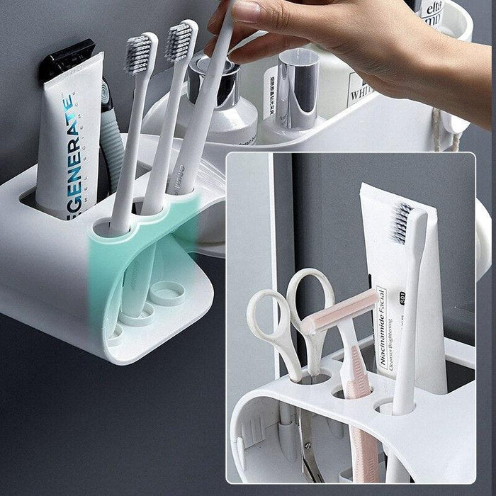 S-Shaped Wall-Mounted Bathroom Organizer with Waterproof Design