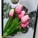 Opulent Hot Pink Tulip Ensemble with Realistic Stems and 5 Elegant Buds