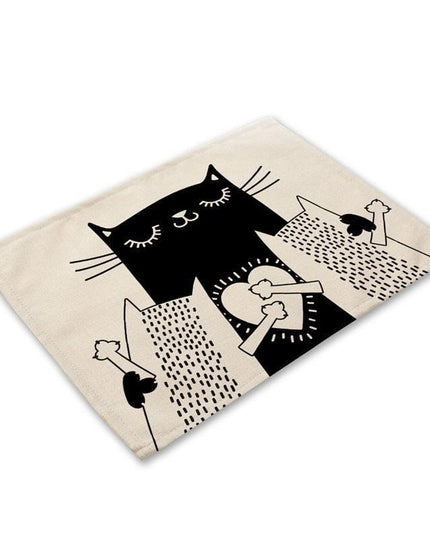 Charming Black Cat Cotton Linen Placemat - Essential Dining Table Accessory