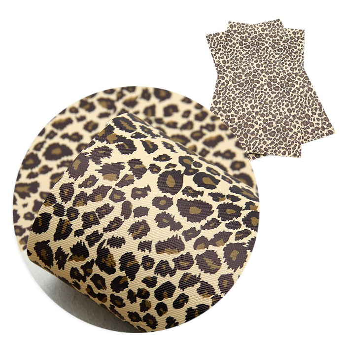 Leopard Print DIY Crafting Material - Premium Faux Leather Vinyl Leatherette Kit