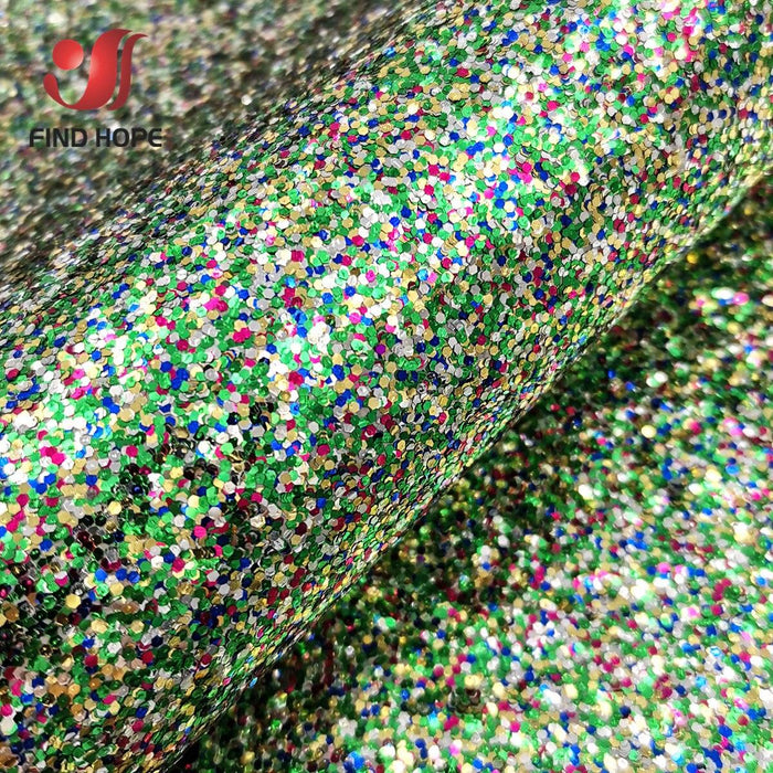 Rainbow Sparkle Vinyl Leather Fabric - Premium Crafters' Delight