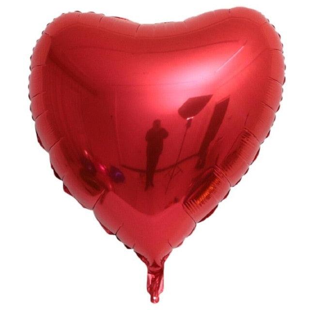 Romantic Red Heart Shaped Foil Balloon for Valentines Day Wedding Decor