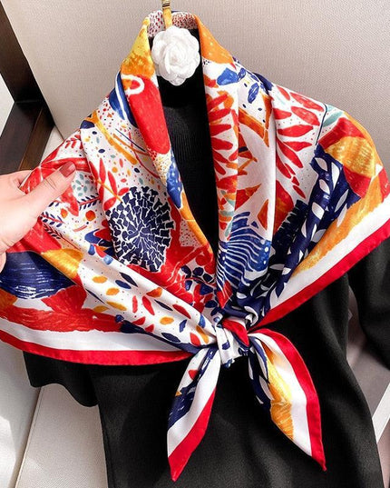 Elegant 90x90cm Silk-Feel Scarf for Women - Luxurious and Versatile Accessory