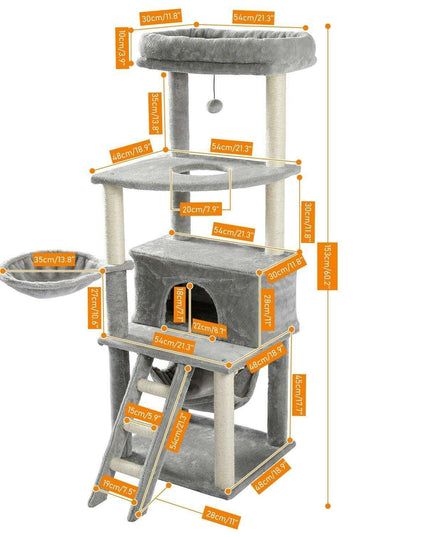 Luxurious Multi-Level Cat Tower: Stylish Oasis with Plush Beds and Sturdy Scratch Posts