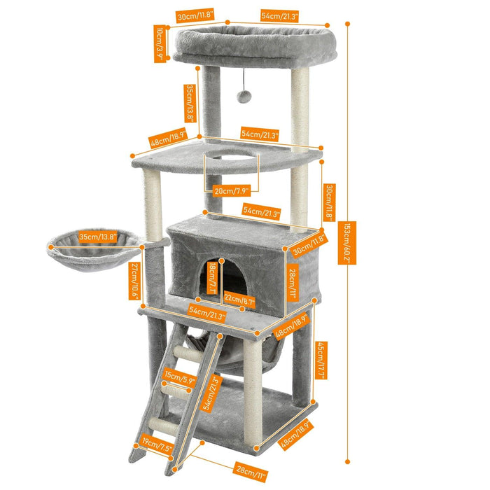 Deluxe Feline Retreat: Multi-Level Cat Tower with Plush Beds and Durable Scratching Posts