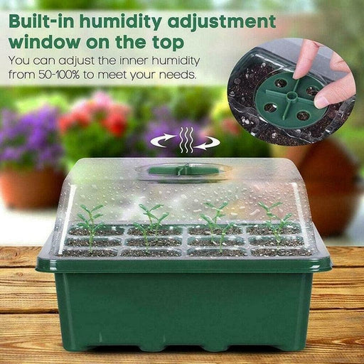 12-Cell Plant Seeds Grow Box with Transparent Tray and Ventilation System