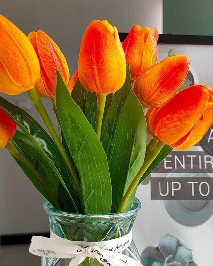 Elegant White Tulip Bouquet: Real Touch Luxury Flowers for Timeless Décor