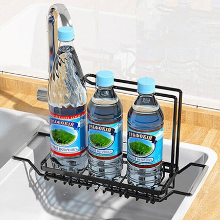Adjustable Stainless Steel Sink Rack with Integrated Towel Holder - Perfect for Kitchen and Bathroom Organization