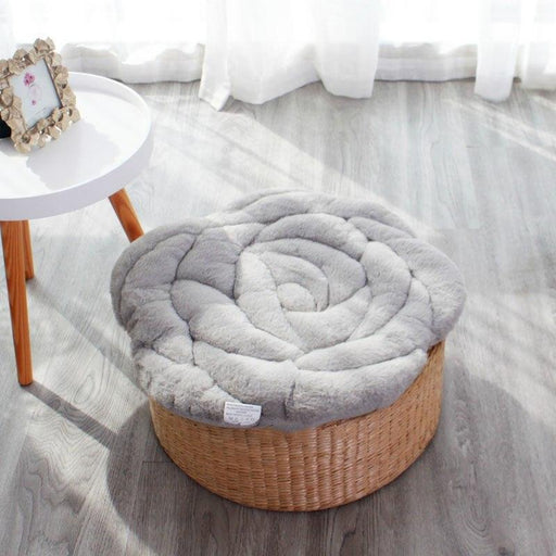 Japanese Style 53x53cm Round Shorthaired Rose Cushion Home Floor Chair Decor Cushion Pad Car Mat Chair-Home & Kitchen›Home Décor›Decorative Pillows, Inserts & Covers›Chair Pads-Très Elite-Light grey-about 55x55cm-Très Elite