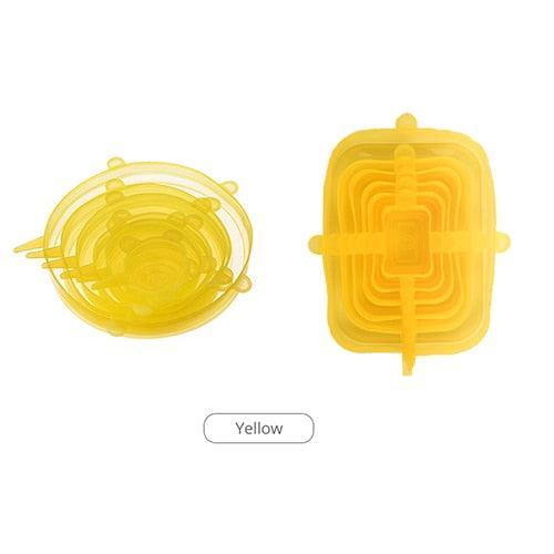 Eco-Friendly Silicone Stretch Lid Set - 6 Reusable Pieces for Kitchen Storage