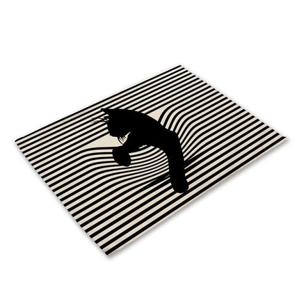 Charming Black Cat Cotton Linen Placemat - Essential Dining Table Accessory