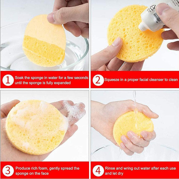 Natural Wood Pulp Facial Cleaning Sponge Set - Pack of 50