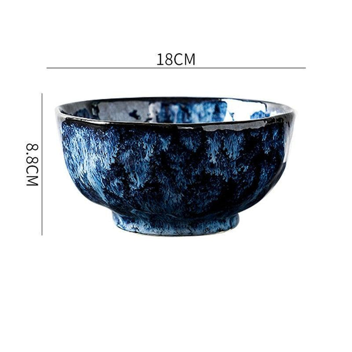 Blue Ceramic Dinnerware Set with Unique Irregular Design - Complete Set for Elegant Dining Atmosphere