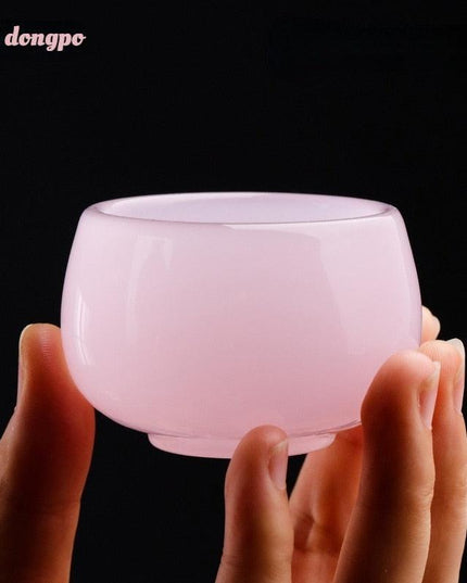 Hibiscus Pink Jade Porcelain Tea Cup Collection - Timeless Sophistication for Chinese Tea Ceremonies