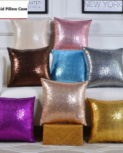 Sparkling Yellow Sequin Cushion Cover