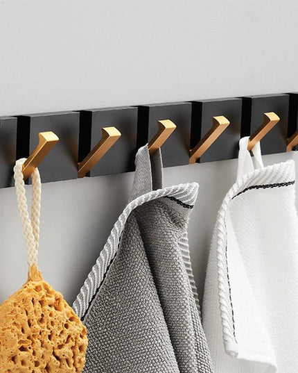 Modern Black Gold Compact Folding Towel Rack