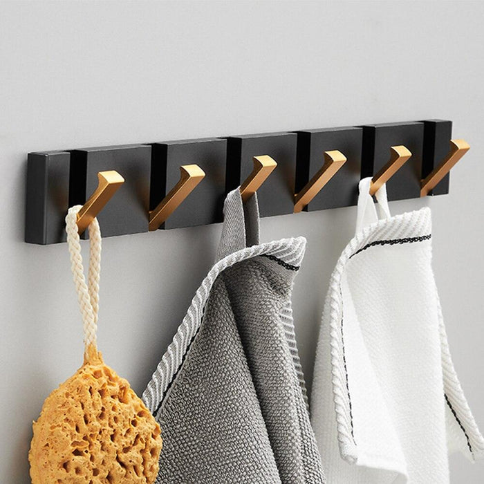 Contemporary Black Gold Foldable Towel Hook with Dual Mounting Options