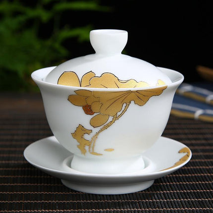 Elegant Floral KungFu Porcelain Teacups Set - Elevate Your Tea Time Experience